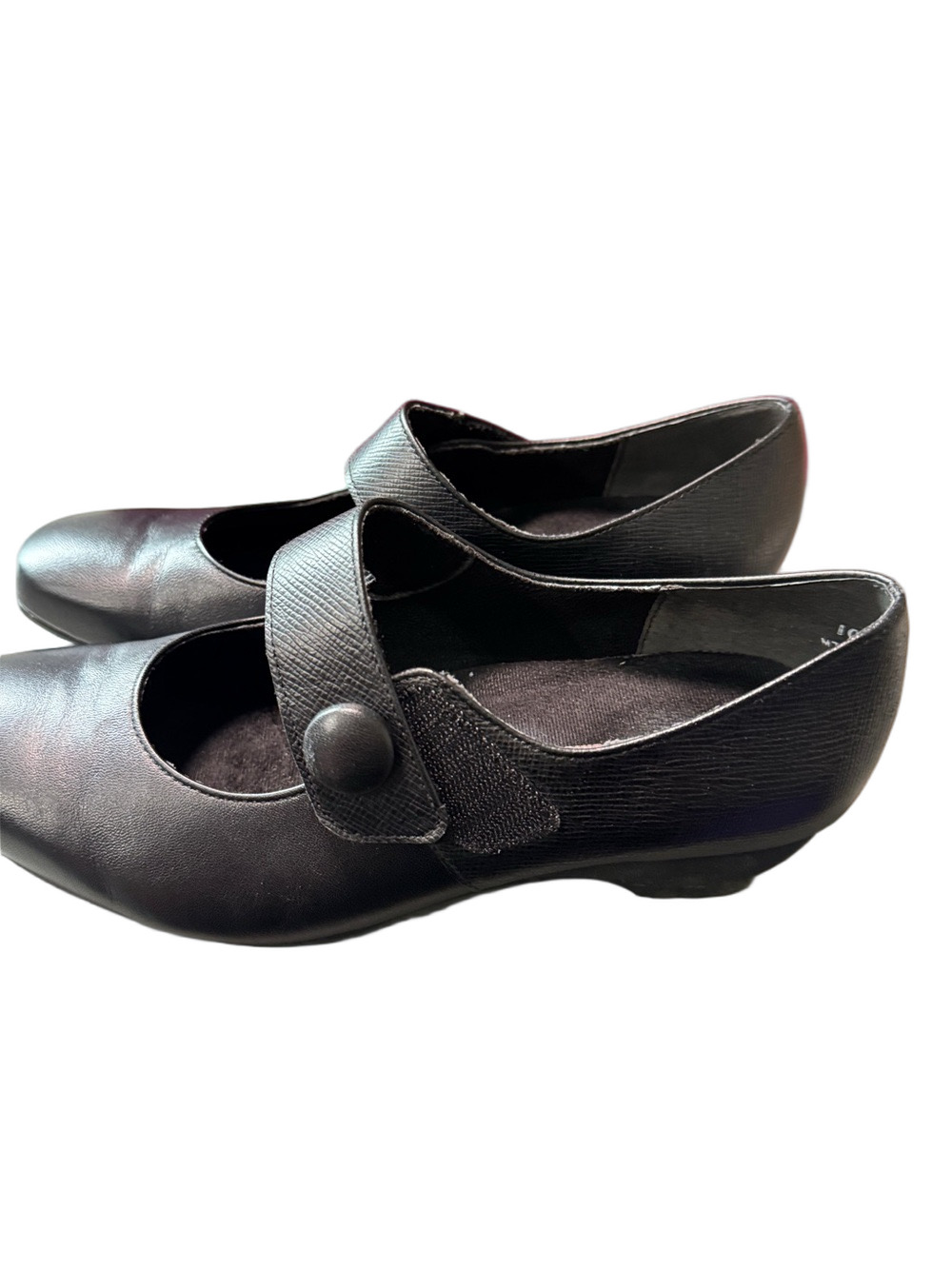 Munro Black Leather Mary Jane Comfort Wedge Shoes Size 10 WW - Picture 4 of 6